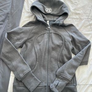 Vintage sparkle gray Lululemon full-zip scuba hoodie